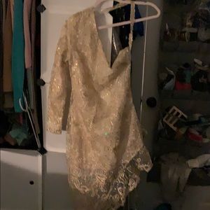 New Years Sequence dress of the shoulder